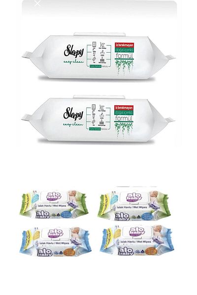Sleepy Easy Clean 100 Pieces Surface Cleaning Towels 2 Pieces Alobaby Ekopack Wet Towels 4 X 120 Pieces (480 sheets)
