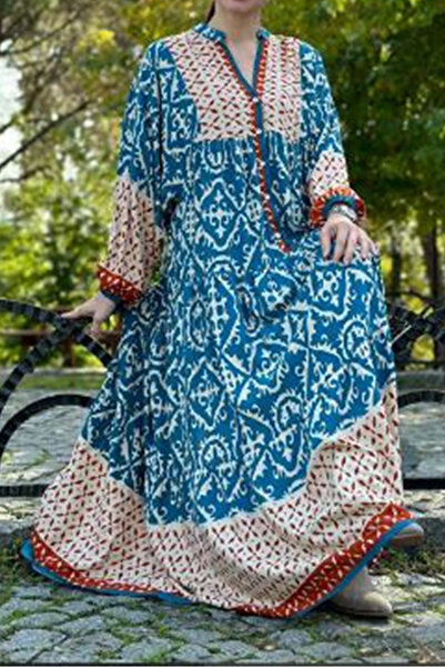 AYASOFYA OTANTIK Women's Petrol Katleya Button Detailed Casual Dress