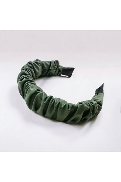 alsaccessories Светлозелена кожена корона от събрана коса