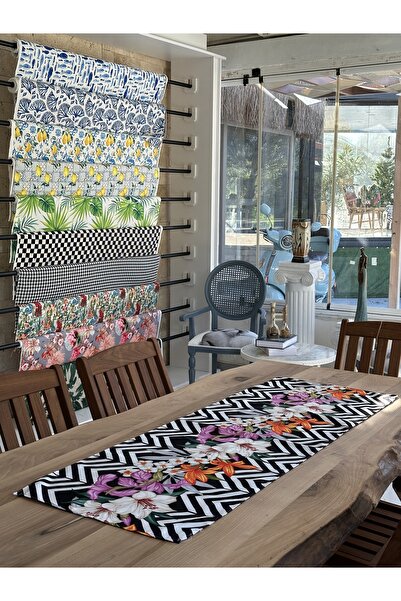 Karam Home Zambak Desenli Dijital Baskı Runner