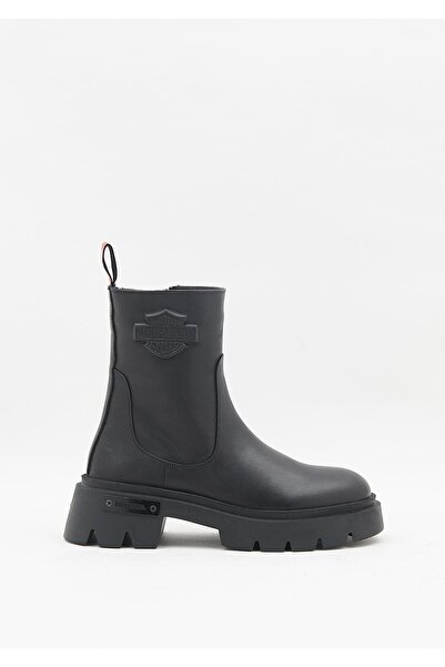 Harley Davidson Siyah Leather Kadın Hakiki Deri Bot Postal