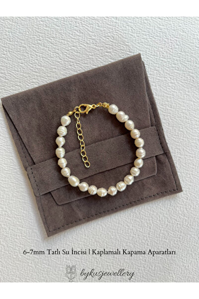 bykusjewellery Gösterişli Tatlı Su İncisi Bileklik Üst Kalite Kültür İncisi B...