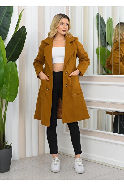 Nuseel Дълго щамповано палто с подплата с двуредна яка