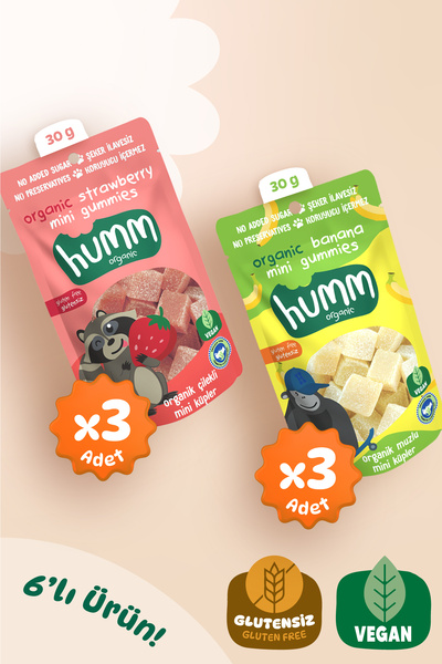 Humm Organic Organik 2'li Karma Vegan Mini Küpler Paketi 30g X 6 Adet