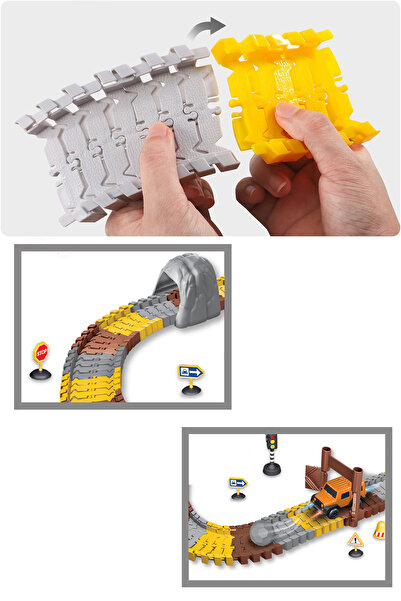 Kayyum Oyuncak İnşaat Tracks 288 Parça İnşaat Temalı Hareketli Raylar Araçlı Full Set