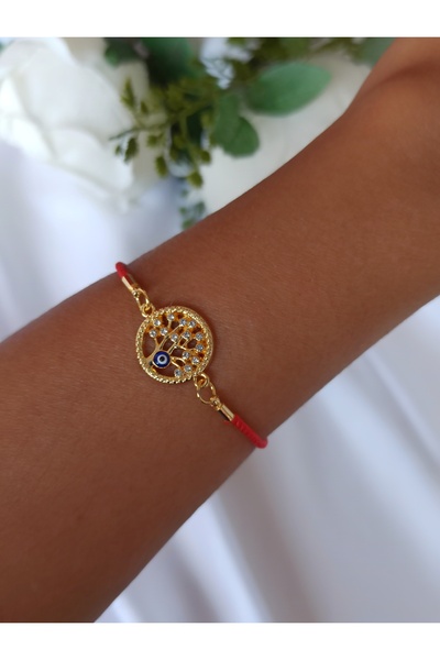 DENİZDENAL Hayat Agacı Kırmızı İp Bileklik