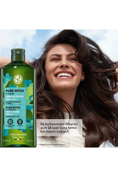 Yves Rocher Pure Detox - 300ml Purifying Shine Sulfate-Free Shampoo for Oily Hair
