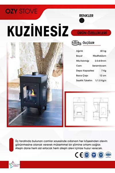 OZYSTOVE Kuzinesiz Pelet Sobası