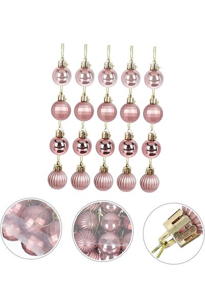 NEVARSA Christmas Pine Tree Ornament Rose Top 3 cm Pack of 24
