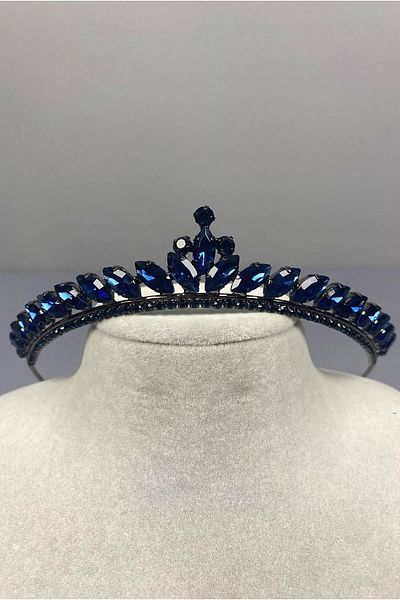 Hobigram Navy Blue Color Thin Ilayda Model Henna and Bridal Crown – Crown, Crystal Stone, Stylish Model, Bridal Crown – t