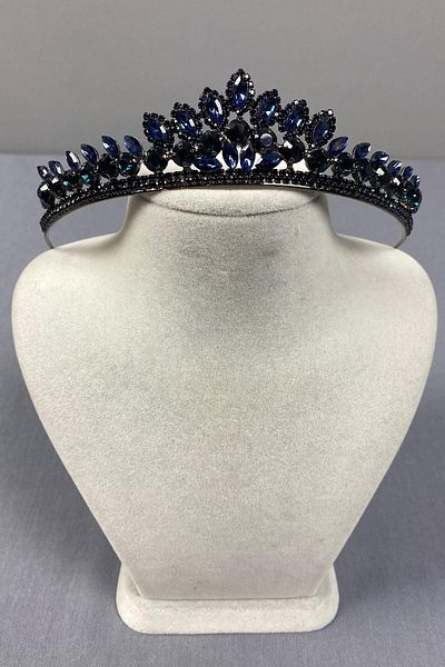 Hobigram Navy Blue Leyla Model Henna and Bridal Tiara – Crown, Crystal Stone, Stylish Model, Bridal Tiara, Hair Accessory