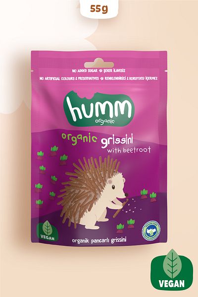 Humm Organic 55g Organic Vegan Beetroot Grissini