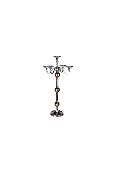 Lucky Art Gold Toplu Gümüş 5'Li Şamdan 92 Cm