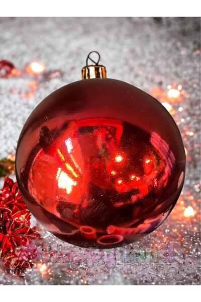Happyland Christmas Pine Tree Ornament Giant Size Christmas Ball Red Color Sh...