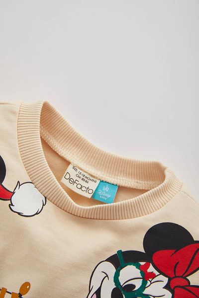 DeFacto Baby Girl Disney Mickey & Minnie Crew Neck Christmas Themed Soft Lined Sweatshirt