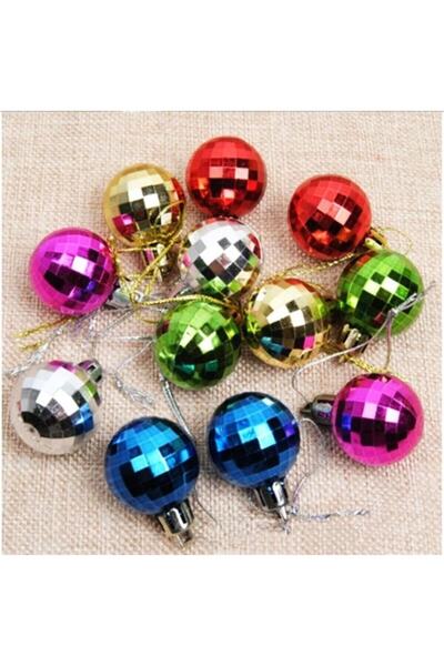 Happyland 6-Piece Christmas Tree Colorful Disco Ball Ornament 4cm