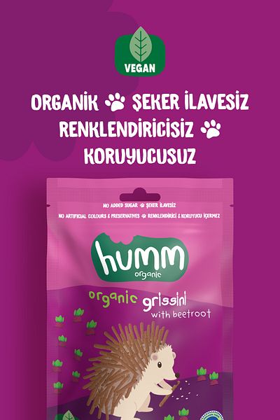 Humm Organic 55g Organic Vegan Beetroot Grissini