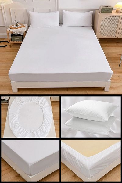 NUTEX Single/Double 100% Cotton Eco-Friendly Sheet and Pillow Set - White (100X200)