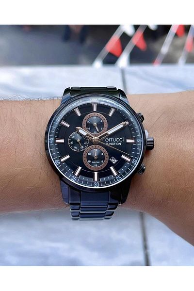 Ferrucci Men's Multifunctional Metal Band Wristwatch
