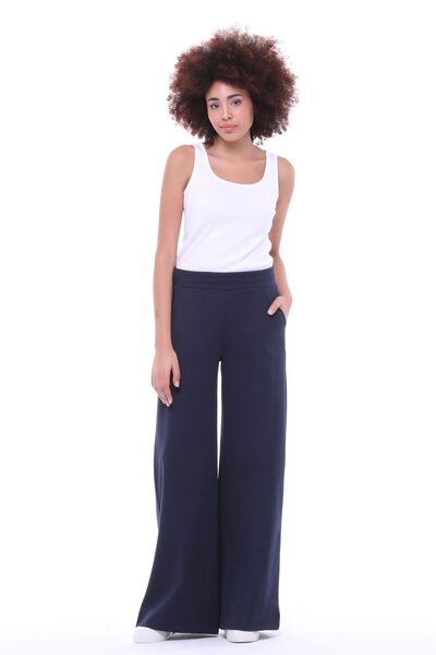 defys Kadın Bol Paça Cepli Oversize Fit Pantolon Lacivert