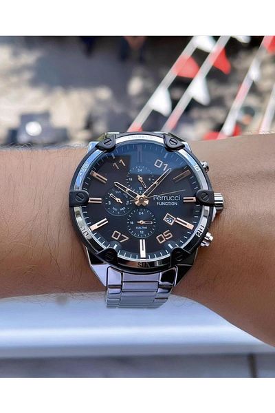 Ferrucci Men's Multifunctional Metal Band Wristwatch