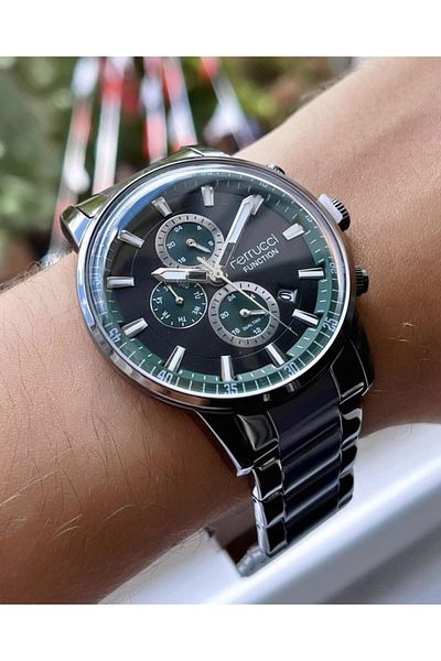 Ferrucci Men's Multifunctional Metal Band Wristwatch