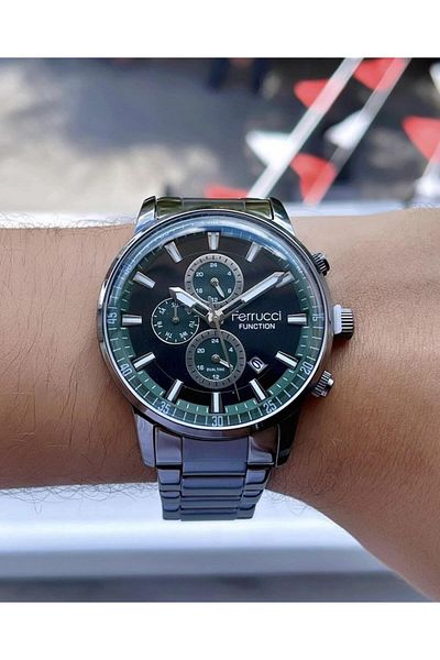 Ferrucci Men's Multifunctional Metal Band Wristwatch