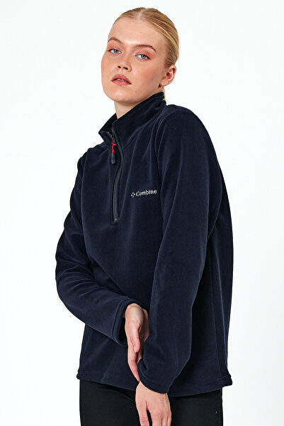 MAXIMILLIAN Жіночий полярний синій колір з напівзастібкою та коміром-стійкою Outdoor Polar