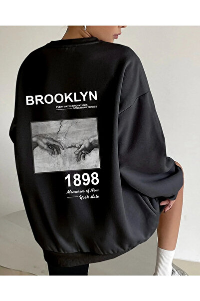 ZEMLİYA Hanorac unisex Vonix negru cu imprimeu Brooklyn Biking