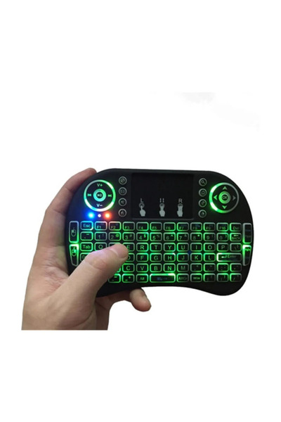 Genel Markalar Işıklı Kablosuz Mini Klavye ve Dokunmatik Mouse Seti-Android,IOS,Pc,Telefon,Tablet ve TV için