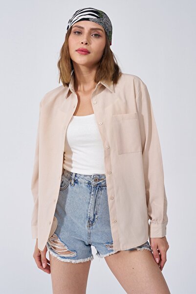 GİYSA Γυναικείο πουκάμισο Terry Cotton με μία τσέπη