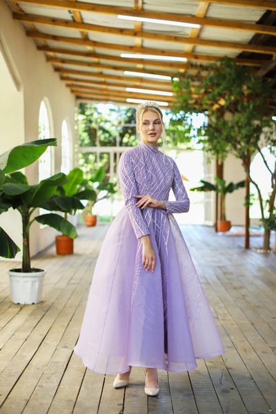 minel aşk Bilek Boy Organze Kabarık Abiye