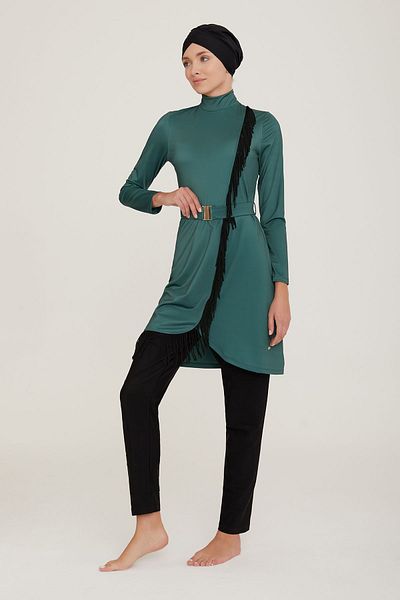 Remsa Mayo Lycra Full Covered Hijab Swimsuit Charlıe 4443 Khaki Remsa Μαγιό