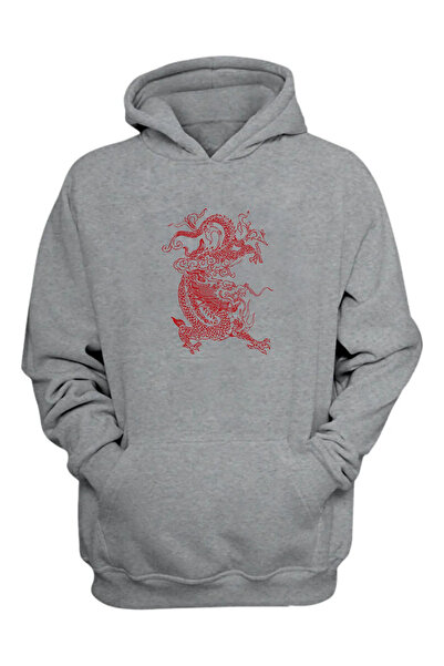 Advantage Unisex crna majica sa crvenim zmajem, standardnog kroja