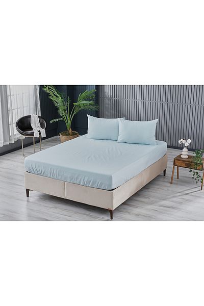 Doqu Home Cearșaf de pat albastru King Size - Colorat Fitted