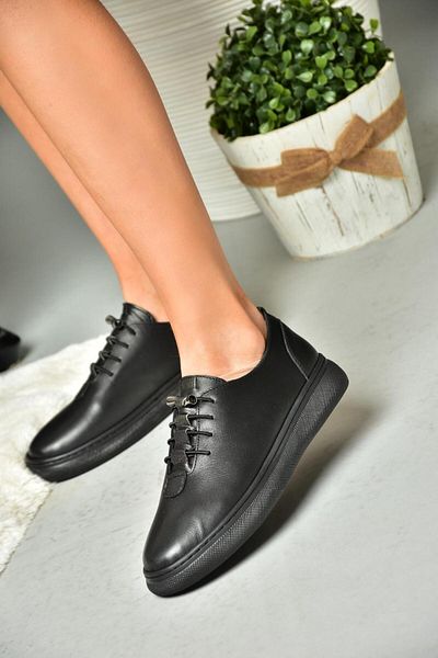 Fox Shoes P555461003 Μαύρα Αθλητικά Γυναικεία Αθλητικά Παπούτσια από γνήσιο δέρμα