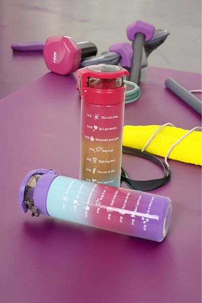 Akkoyunlu home Motivation Glass Bottle, Water Bottle Colorful 550 CC