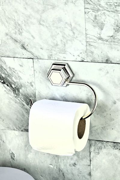 FBZhome Hexagonal Adhesive Silver Open Toilet Paper Holder WC Paper Holder Napkin Holder