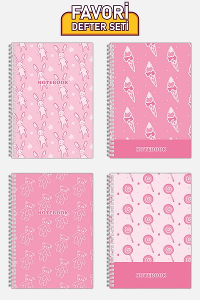 Copyrite Checked 4-Piece Notebook Set (21 X 14.8 cm 70 sheets) School, Work, Planning Notebook Set