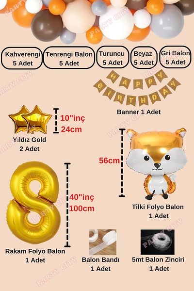 Party City Σετ γιορτής γενεθλίων με μπαλόνι με θέμα Fox Age 8