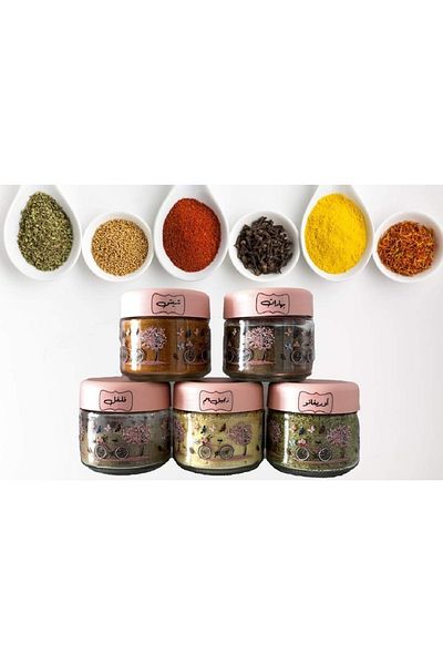 şamaksesuar Arabic Spice Pulses Nuts Jar Sticker Label Set (3 X 1.5 Cm) Adhesive (44 Pieces)