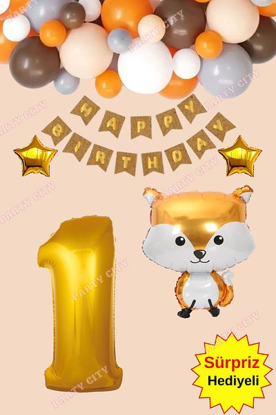 Party City Σετ γιορτής γενεθλίων με μπαλόνι με θέμα Fox Age 1