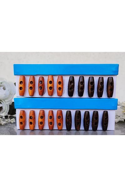 hobim42 NATURAL WOODEN HERD BUTTON 5 PIECES LIGHT BROWN 5 PIECES DARK BROWN TOTAL 10 PIECES (SIZE:3CM)