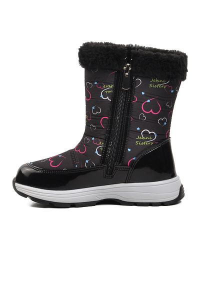 Aspor Pepino 1555-P - Girl's Black Fleece Snow Boots