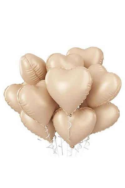 Partimarka Sand Beige Retro Color Heart Foil Balloon
