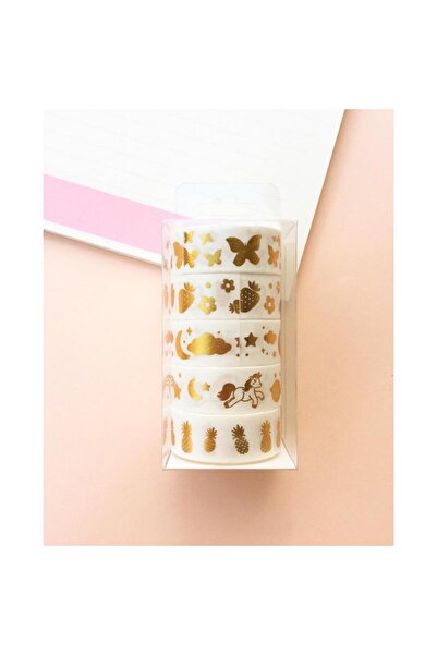 YEŞİL KIRTASİYE Set de 5 benzi de hârtie Washi Tape cu design unicorn