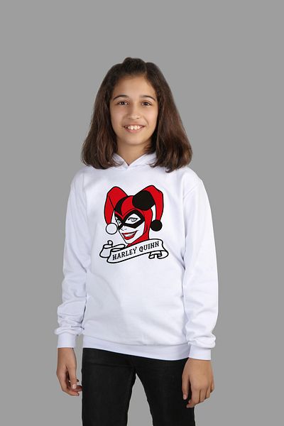 Raf Coll Hanorac cu glugă pentru fetiță/băiat Harley Quinn, imprimat digital, două fire