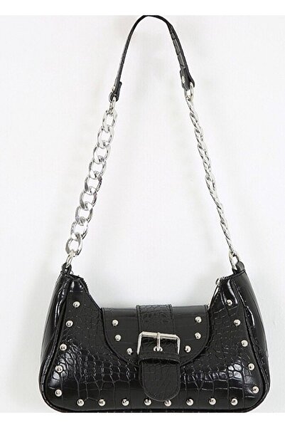 thegirlhouse Geantă de umăr pentru femei cu curea de lanț cu capse