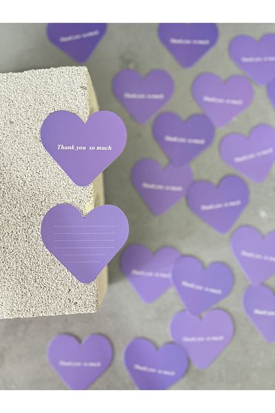 Meyofficial Lilac heart cut gift greeting card 20pcs