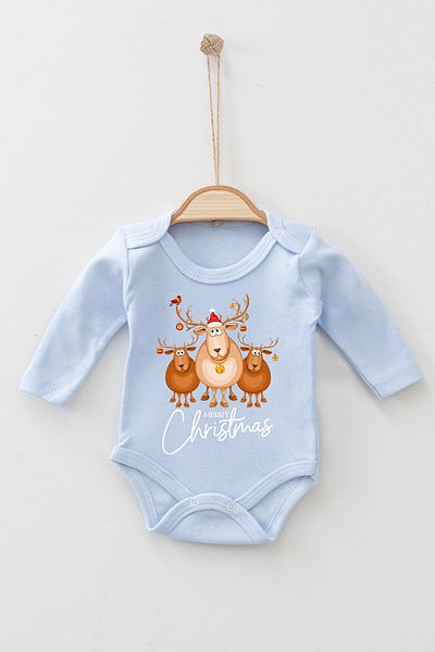 ADABEBEK 100% Cotton Organic Merry Christmas Long Sleeve Bodysuit Baby Bodysuit